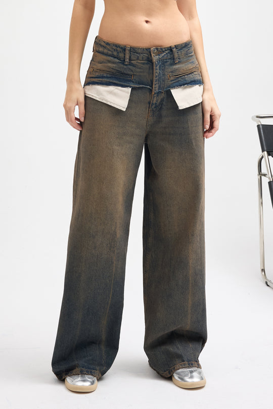 Routines Vintage Pocket Detail Baggy Jeans 4399