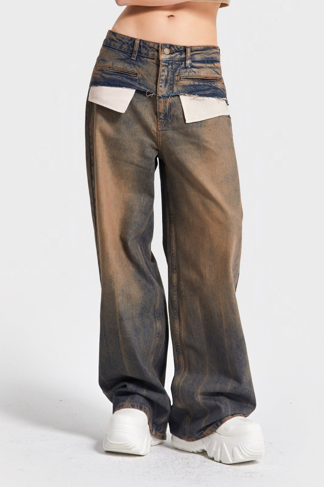 Routines Vintage Pocket Detail Baggy Jeans 4399 Jeans Routines Fashion