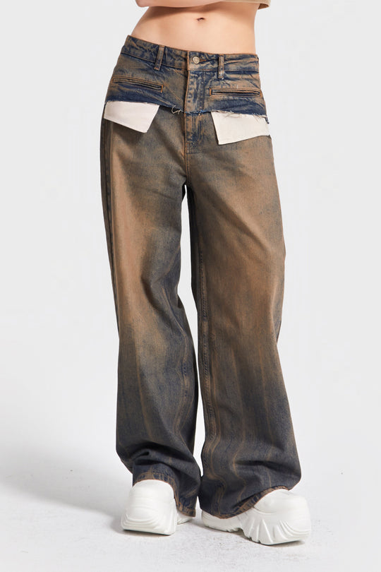 Routines Vintage Pocket Detail Baggy Jeans 4399 Jeans Routines Fashion