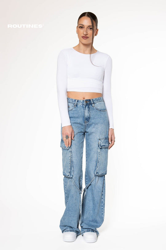 Wendy Wide Leg Cargo Jeans Jeans Routines Fashion   