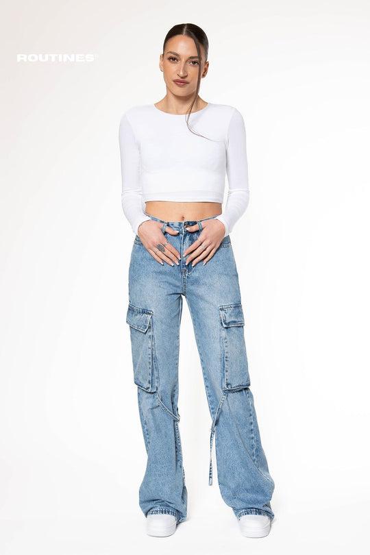 Wendy Wide Leg Cargo Jeans Jeans Routines Fashion   