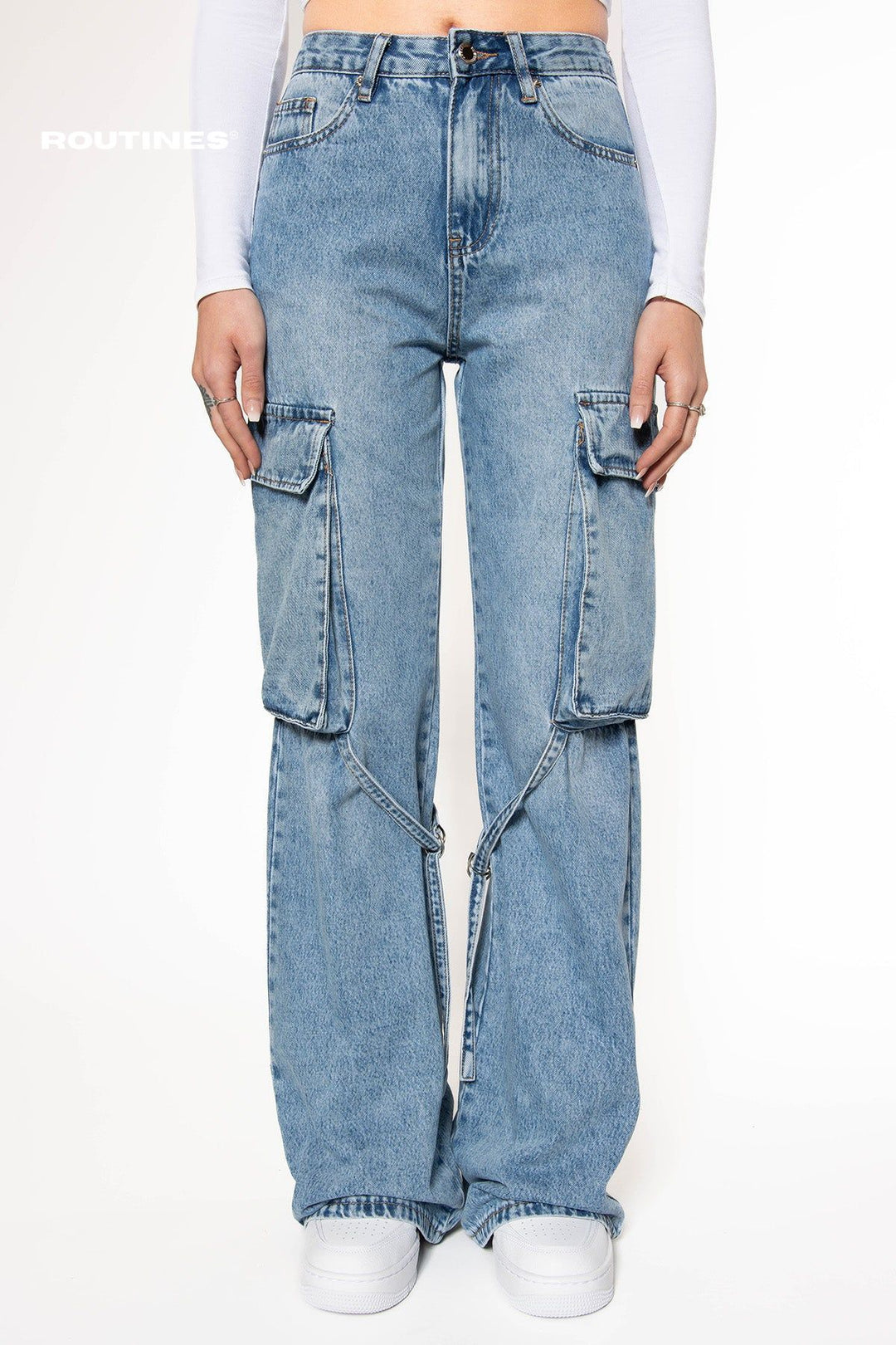 Wendy Wide Leg Cargo Jeans Jeans Routines Fashion   