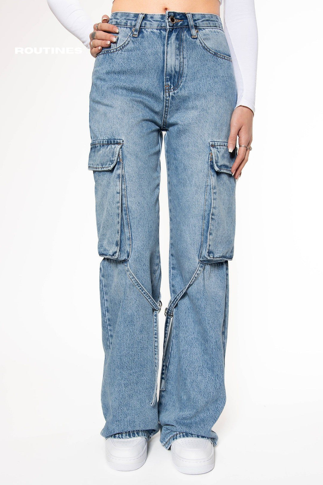 Wendy Wide Leg Cargo Jeans Jeans Routines Fashion   