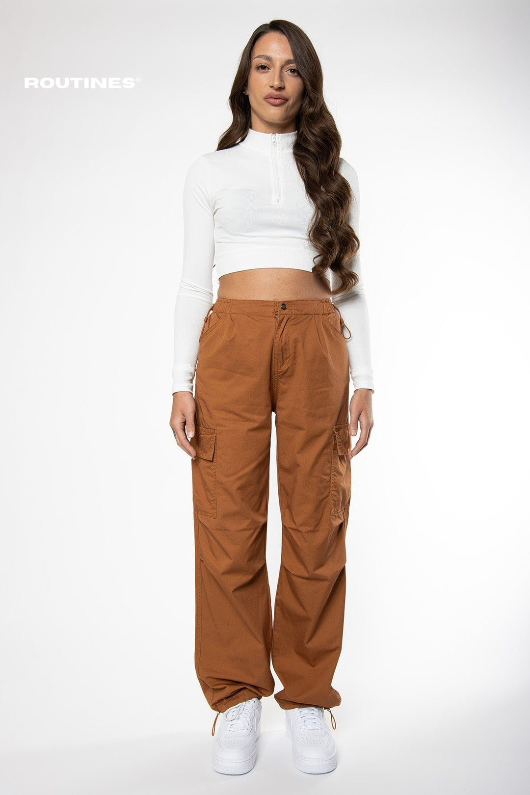 Harley Cargo Parachute Pants - Caramel Pants Routines Fashion   
