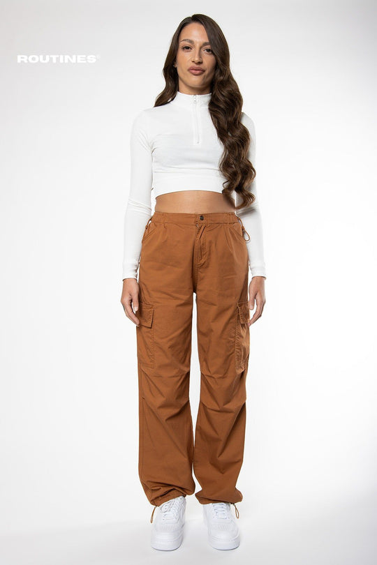 Harley Cargo Parachute Pants - Caramel Pants Routines Fashion   