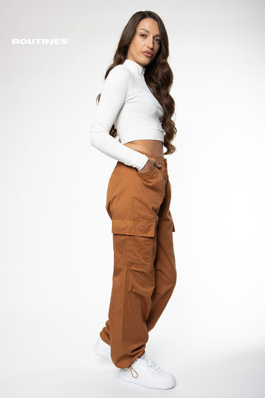 Harley Cargo Parachute Pants - Caramel Pants Routines Fashion   