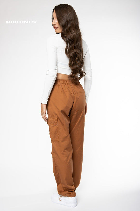 Harley Cargo Parachute Pants - Caramel Pants Routines Fashion   