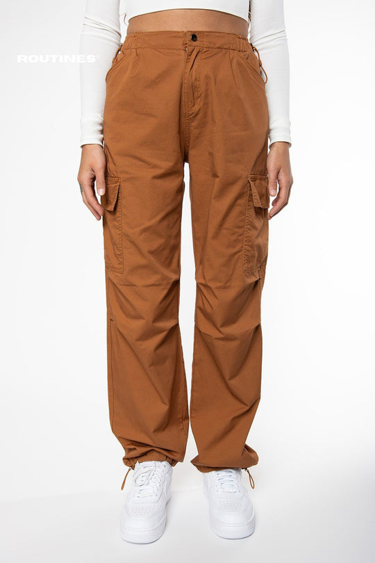 Harley Cargo Parachute Pants - Caramel Pants Routines Fashion   