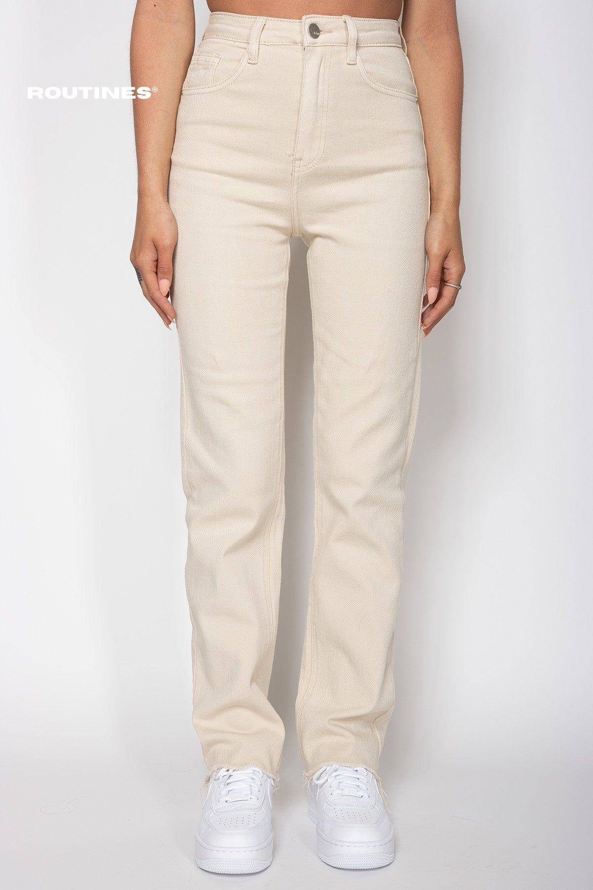 Beige straight deals leg jeans