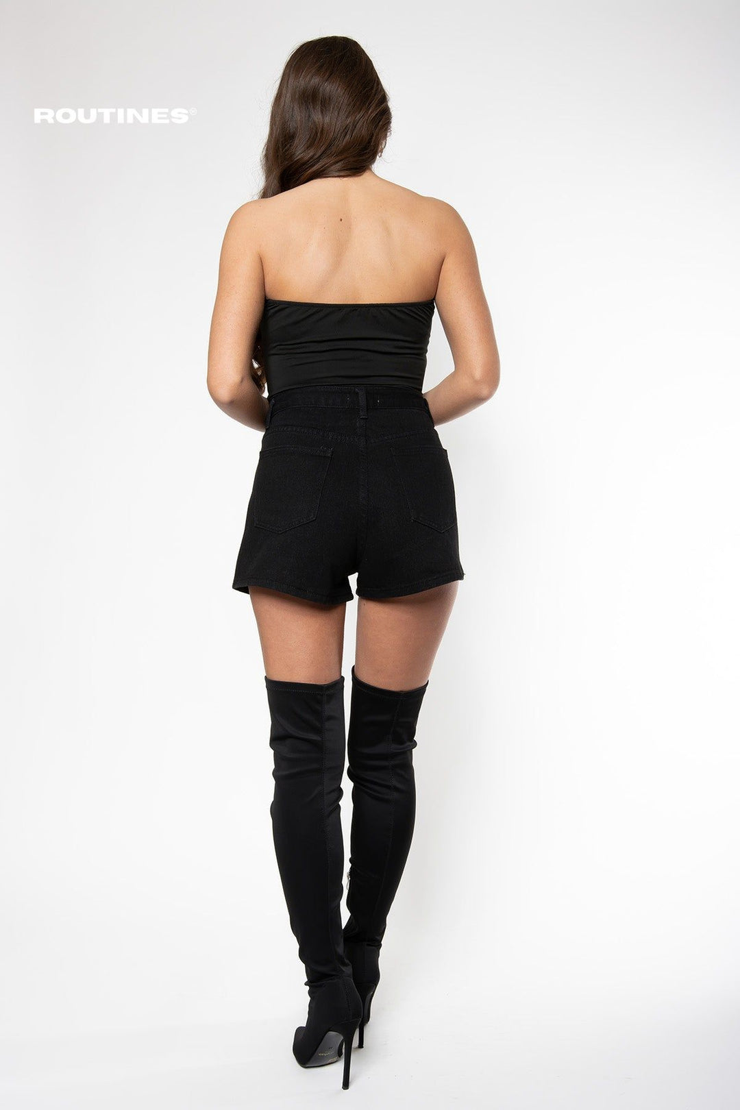 Tiana Glitter Rain Short Jeans - Black Jeans Routines Fashion   
